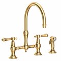 Newport Brass Kitchen Bridge Faucet With Side Spray, Brass 9458/03N